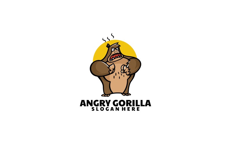Angry Gorilla Simple Mascot Logo Logo Template