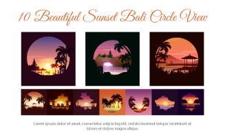 10 Beautiful Sunset Bali Circle View Illustration