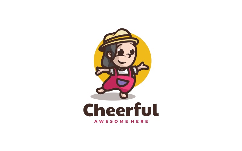 Cheerful Girl Cartoon Logo Style Logo Template