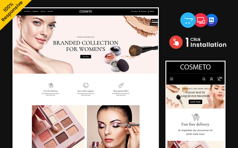 Cosmeto - cosmetic and Fashion Multipurpose Opencart Theme OpenCart Template