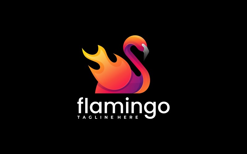 Flamingo Fire Gradient Colorful Logo Logo Template