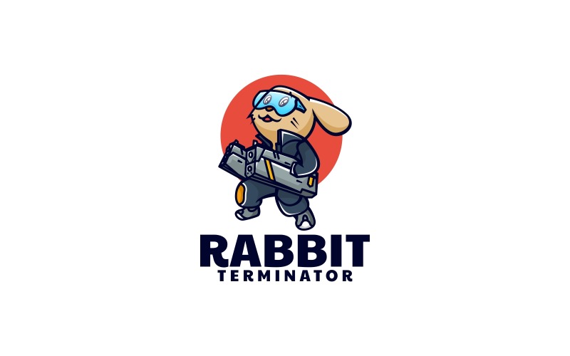 Rabbit Terminator Cartoon Logo Logo Template