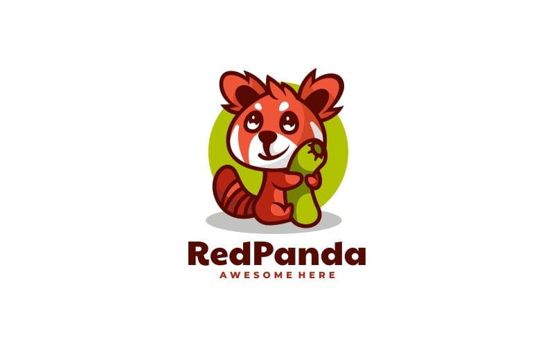 Red Panda Cartoon Logo Design Logo Template