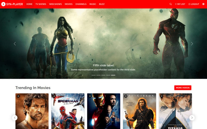 Syn Player - Online Movies & TV Shows HTML5 Template Website Template