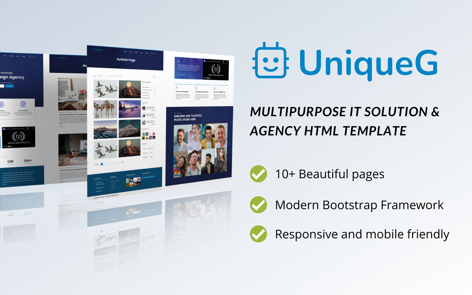 UniqueG – Többcélú informatikai megoldás és ügynökségi HTML-sablon