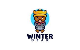Winter Bear Cartoon Logo Style
