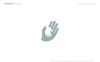 Child hand in father or mother hand, family logo template.