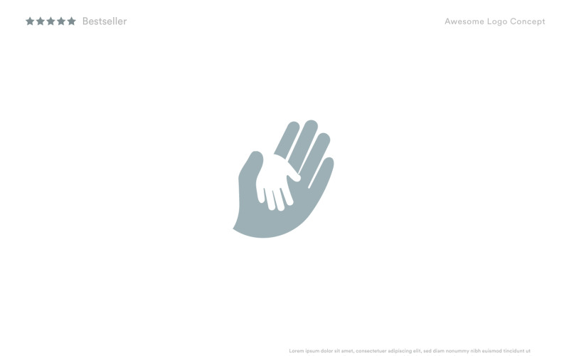 Child hand in father or mother hand, family logo template. Logo Template