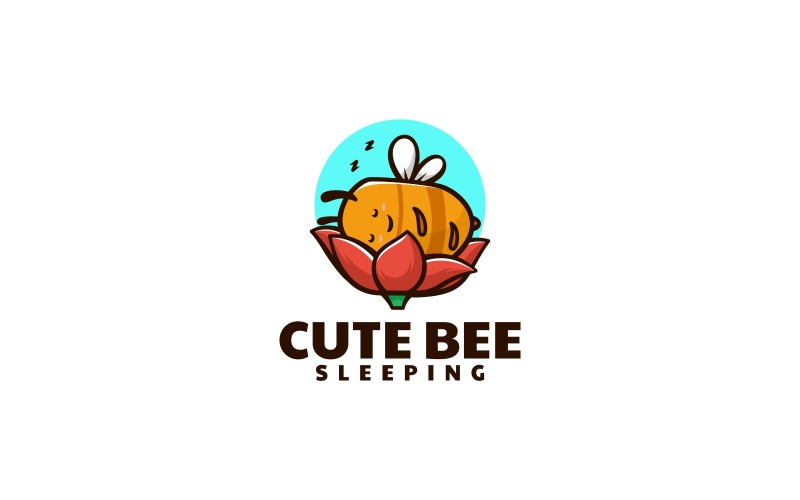 Cute Bee Simple Mascot Logo Logo Template