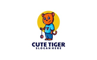 Cute Tiger Cartoon Logo Style