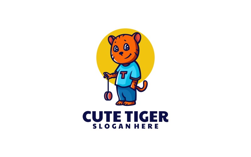 Cute Tiger Cartoon Logo Style Logo Template