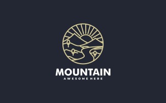 Mountain Line Art Logo Style
