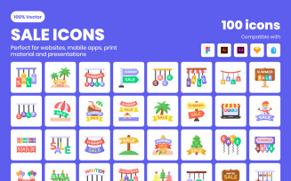 Pack of Flat Shopping Sale Icons