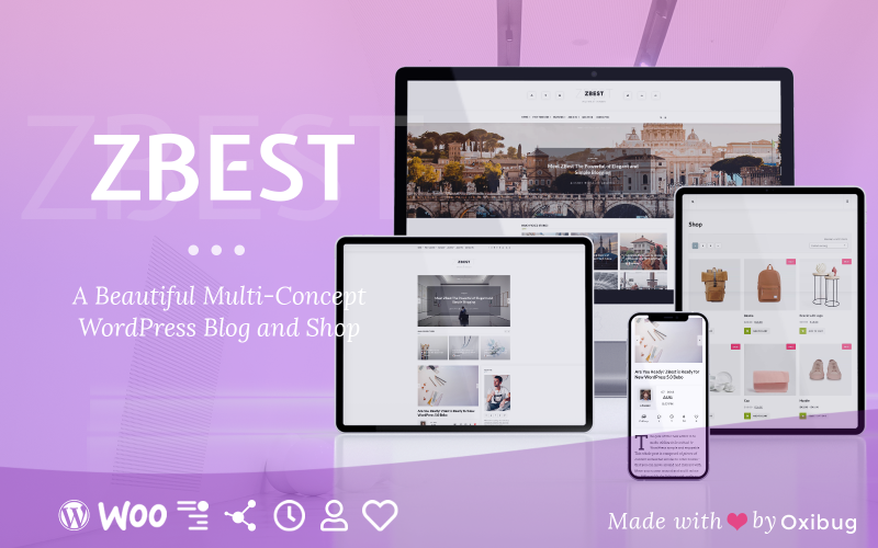 ZBest - Multi-Concept WordPress Blog Theme and Shop for Writers and Bloggers WordPress Theme