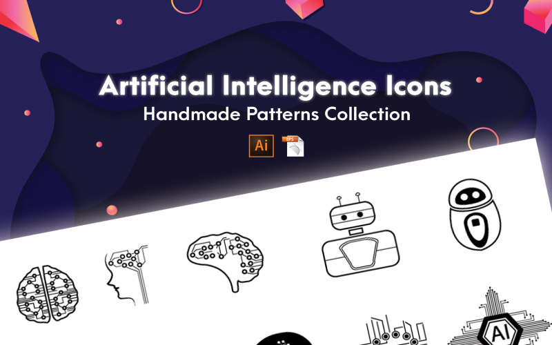 Artificial Intelligence Icons Handmade Collection Icon Set