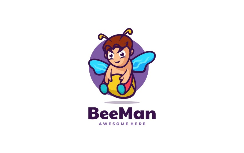 Bee Man Mascot Cartoon Logo Logo Template