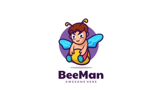 Bee Man Mascot Cartoon Logo