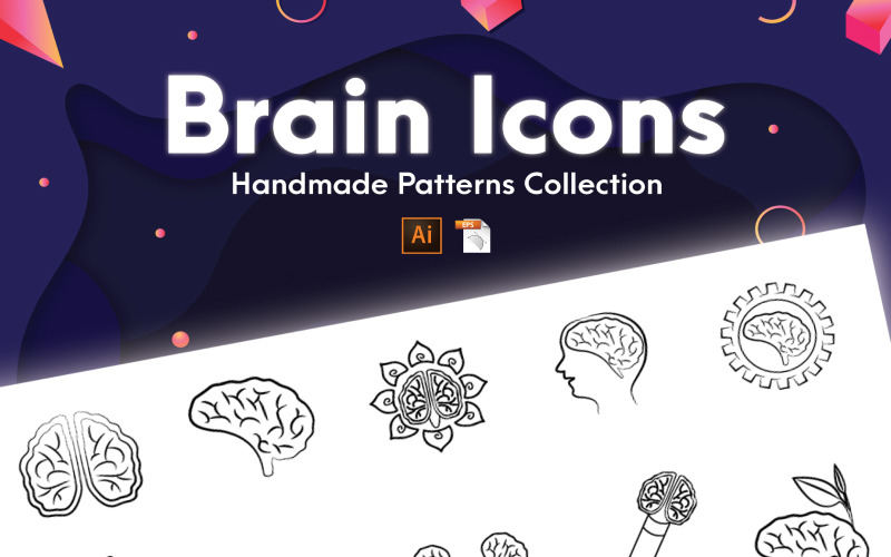 Brain Icons Handmade Collection Icon Set