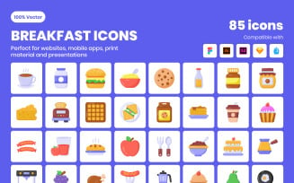 Flat Detailed Breakfast Icons