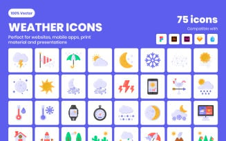 Flat Detailed Weather Icons Collection