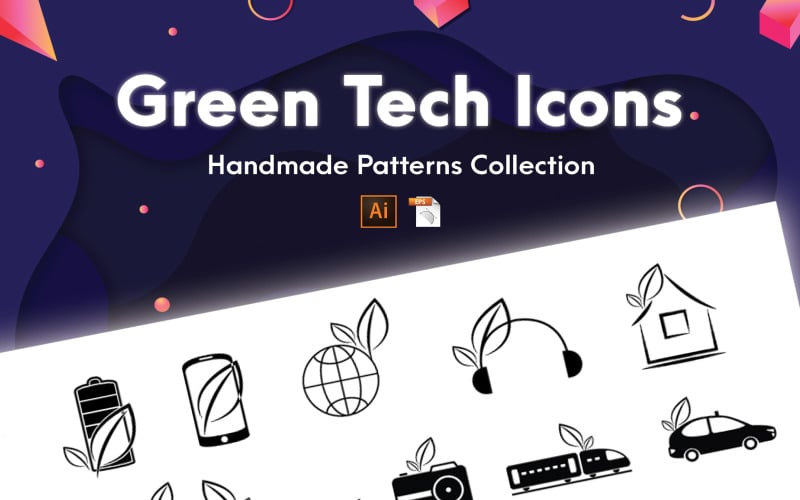 Green Tech Icons Handmade Collection Icon Set