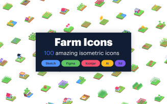 100 Icons of Isometric farm