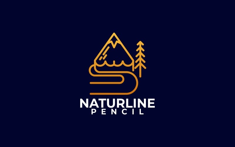 Nature and Pencil Line Art Logo Style Logo Template