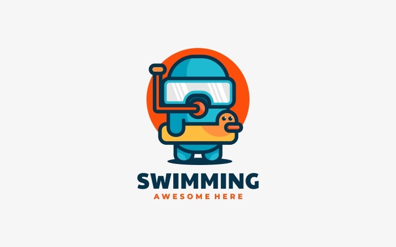 Swimming Simple Mascot Logo Logo Template