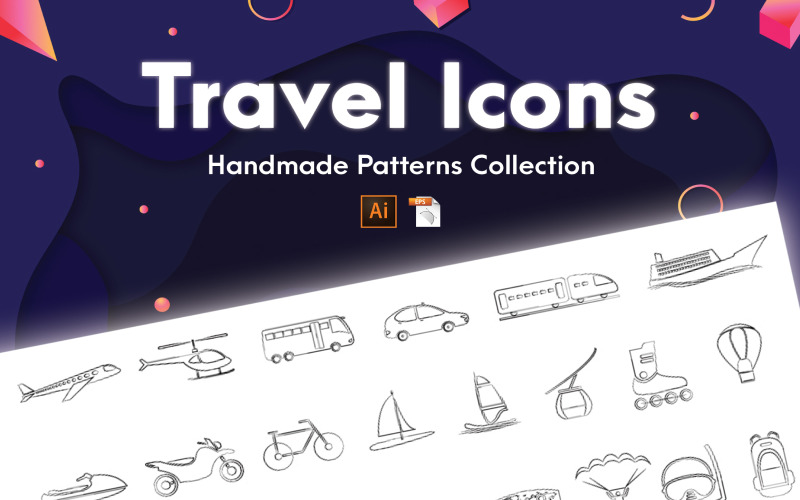 Travel Icons Handmade Collection Icon Set