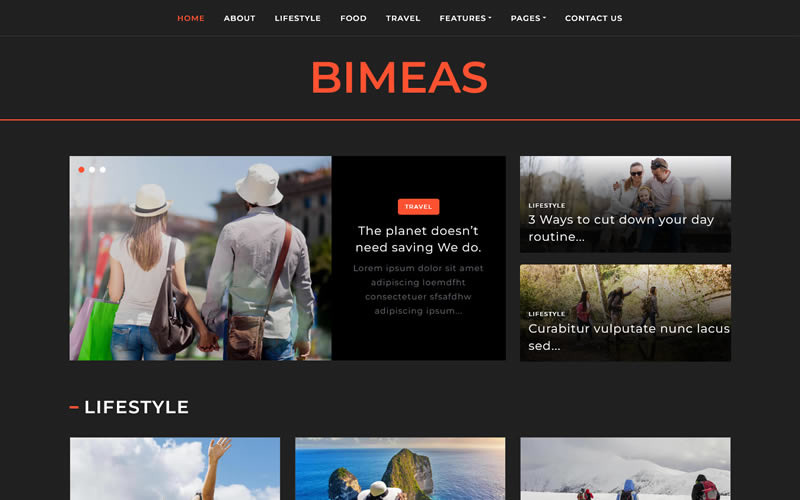 Bimeas - Blog, Article and Magazine HTML5 Template Website Template