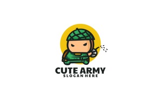 Cute Army Mascot Cartoon Logo