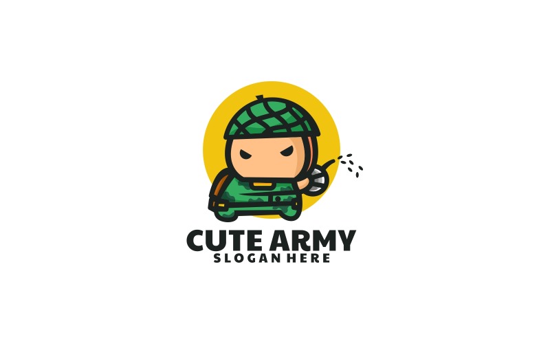 Cute Army Mascot Cartoon Logo Logo Template