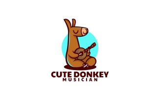 Cute Donkey Mascot Cartoon Logo