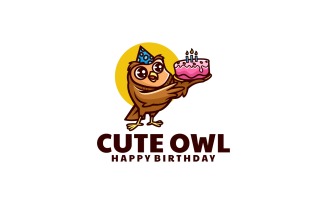 Cute Owl Cartoon Logo Style