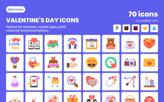 70 Valentine's Day Flat Icons