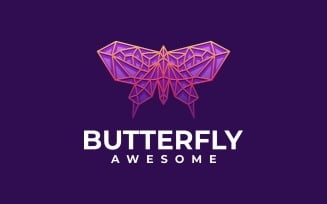 Butterfly Line Art Gradient Logo Style