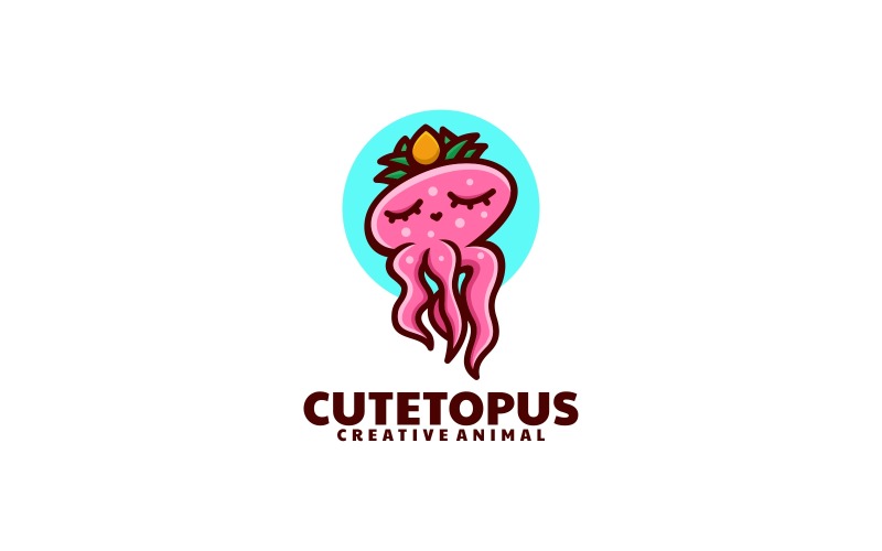 Cute Octopus Simple Mascot Logo Logo Template