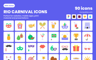 90 Flat Carnival Vector Icons