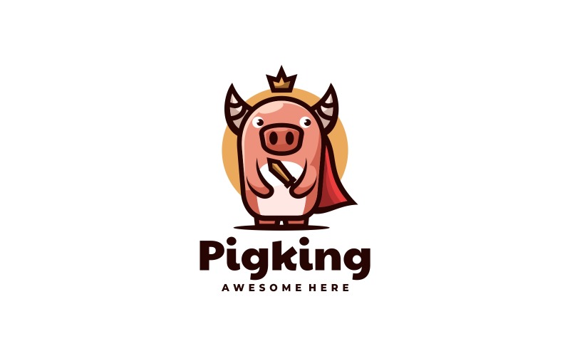 Pig King Simple Mascot Logo Logo Template