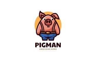 Pig Man Mascot Cartoon Logo