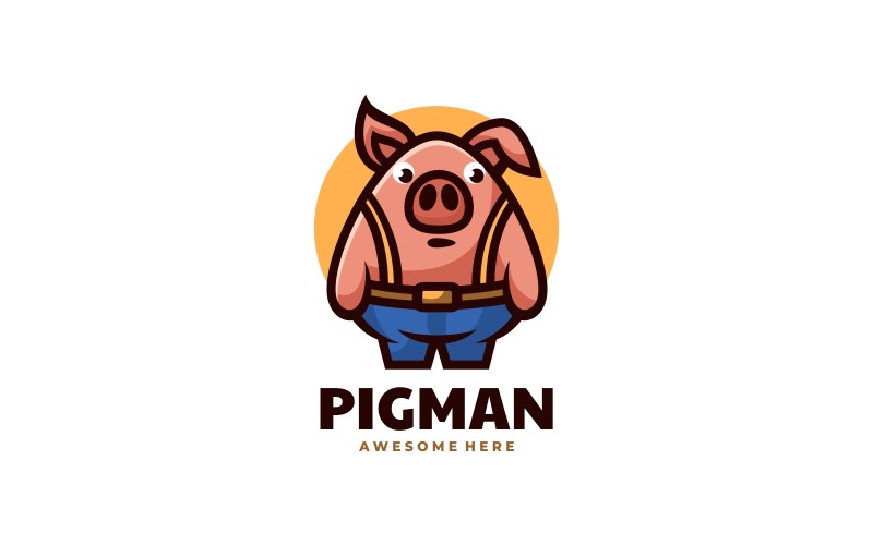 Pig Man Mascot Cartoon Logo Logo Template