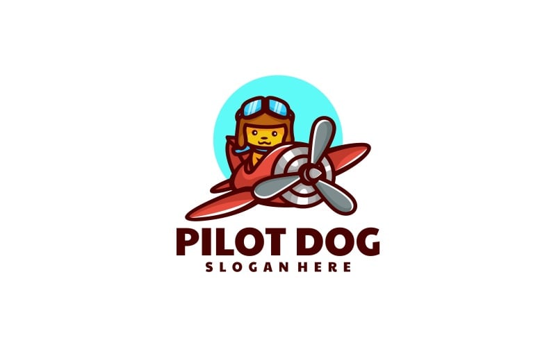 Pilot Dog Cartoon Logo Style Logo Template