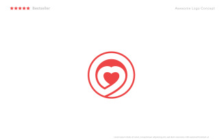 Round heart logo template for a wedding day or healthcare.