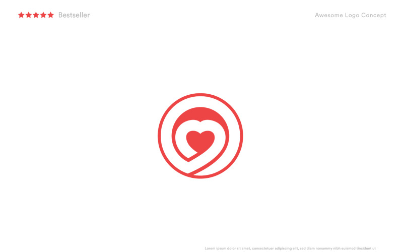 Round heart logo template for a wedding day or healthcare. Logo Template