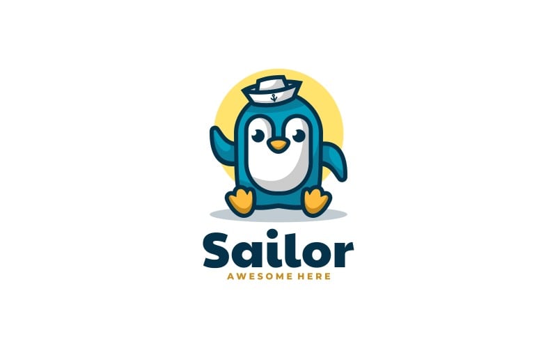 Sailor Penguin Cartoon Logo Logo Template