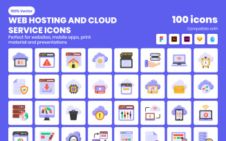 Cloud Hosting Services Icons