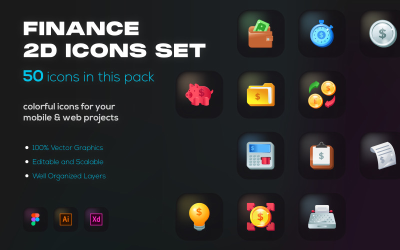50 Engaging Finance Flat Icons Icon Set