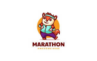 Marathon Squirrel Mascot Cartoon Logo