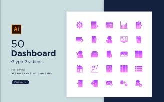 50 Admin Dashboard Glyph Gradient Icon