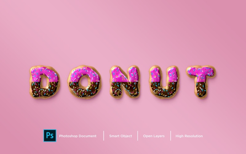 Donut Text Effect Layer Style Design Template Illustration